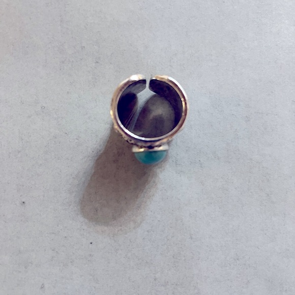 Turquoise Cuff Ring Antique Silver. - Picture 5 of 7
